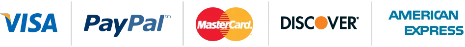 Visa, PayPal, Mastercard, Discover and American Express accepted